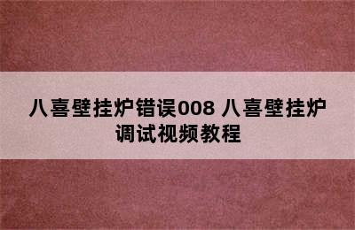 八喜壁挂炉错误008 八喜壁挂炉调试视频教程